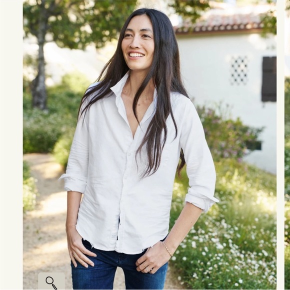 Frank & Eileen Barry Striped Button Down Shirt 100% Linen Classic Medium - Picture 2 of 8